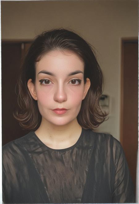 analog film photo of, perfection style, detailed style, skin texture style A (closeup portrait:1.6)cinematic Polaroid photography of a ((Beautiful Young 25 yr old seductive woman, brunette long hair)), ((shaved strip (no hair) down the middle of her head))), top of head shaved bald, ((Wahl hair clippers in her right hand held to head)), ((clump of long brown hair held in her left hand showing viewer)), dark hazel eyes, (black sheer cocktail dress), standing out of a club, winter, cold, film still, sharp, detailed, perfect, perfection style, Kodak, film, fujifilm, technicolor, vivid color, spotlight, amateur photography style, well lit, natural light photography style, golden light, sunset, golden hour, over exposed style, Polaroid style, solo, looking at viewer, brunette hair, black dress, outdoors, day, mole, sharp focus, blurry background, depth of field, realistic, photo background, photorealistic, parted lips, clear film, saturated, 35mm photo, fine grained, vignette, vintage, Kodachrome, medium format, large format photography, highly detailed, golden ratio face,