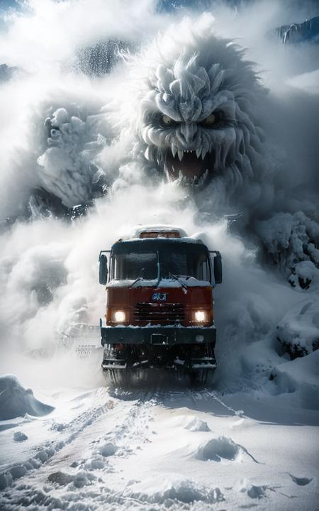 (gigantic white hair monster:1.1) face of a wagon, close up, chasing, desert place, (foot steps on snow:1.1), windstorm, snow-covered, futuristic atmosphere, extremely detailed, cinematic light, masterpiece, OverallDetail-SDXL, <lora:add-detail-xl:1>, <lora:xl_more_art-full_v1:0.5>, <lora:Radiant_Darkness:1> ,<lora:Desolation:0.4>,ice vapor,dark light,morning light <lora:Sinister_Style_SDXL:1>