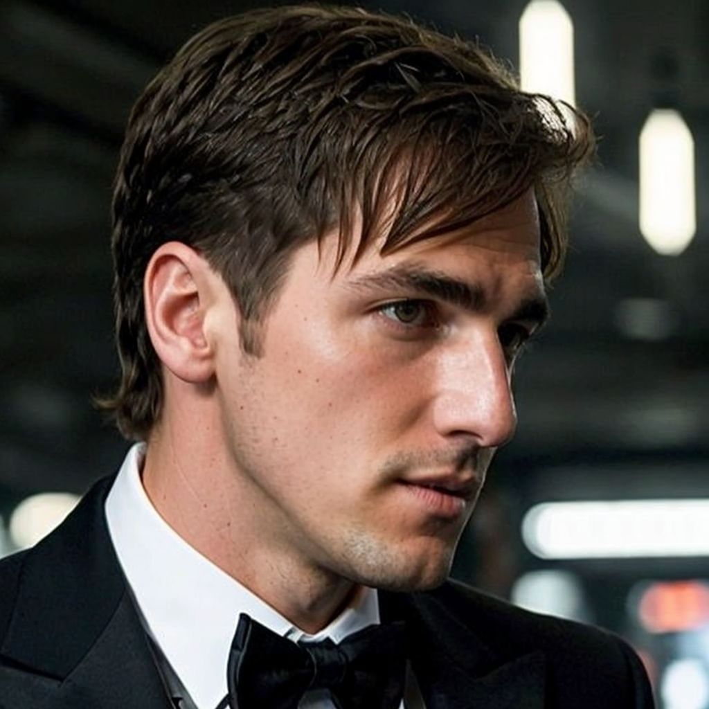 DSLR photo of kendallschmidt person using a tuxedo.face side portrait.in blade runner.daylight.professional photography.high resolution.detailed photo.RAW.still film.f/16.uhd.hdr.4k <lora:kendallschmidt_52650:1>