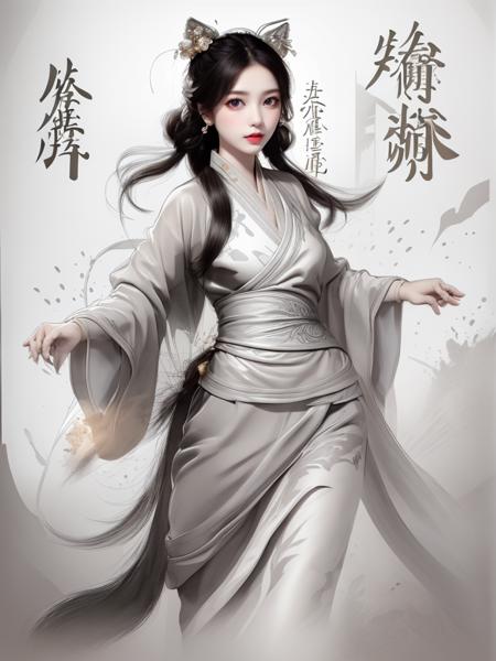 (masterpiece), (super delicate), (illustration), (extremely delicate and beautiful), (dynamic angle), black highlights, fluttered detailed ink splashs,(legendary wolf Empress:1.3),(1 girl),upper body, full moon,chinese armor,fairy,delicate face, (complex details) ,(beautiful and delicate eyes), golden eyes,Grey hair,messy floating hair, disheveled hair, focus, perfect hands, eyeshadow,red eyeliner,(fantasy style)
<lora:WuMo:1.2>