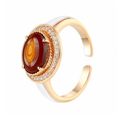 ajd, ring, gold ring, Oval-shaped Ring,Red Agate
,white background, simple background,,
no  humans, 
 <lora:ringv1:1>