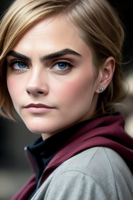 a portrait photo of (caradelevingne_ti-1850:0.98),  modelshoot style, (extremely detailed CG unity 8k wallpaper), photo of the most beautiful artwork in the world, professional majestic oil painting by Ed Blinkey, Atey Ghailan, Studio Ghibli, by Jeremy Mann, Greg Manchess, Antonio Moro, trending on ArtStation, trending on CGSociety, Intricate, High Detail, Sharp focus, dramatic, photorealistic painting art by midjourney and greg rutkowski,