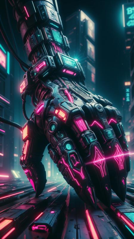 <lora:C7b3rp0nkStyle:1> C7b3rp0nkStyle Nail polish, colorful, cyberpunk style, neon lights, dark mood, high contrast, (Masterpiece:1.3) (best quality:1.2) (high quality:1.1)