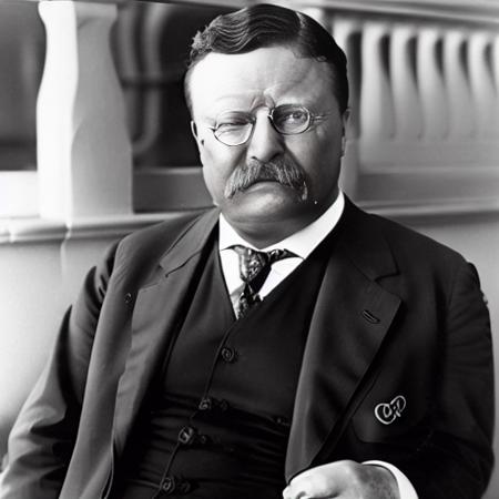 teddy r, looking at viewer, shirt, long sleeves, 1man,  jacket, wire rim glasses, upper body, sepia, male focus, necktie, collared shirt, formal, suit, realistic, mustache, old man     <lora:Teddy_R-1.5:1.0>