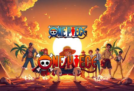 logo ps1 in visual and team of anime one piece whit world of this anilme in bckground