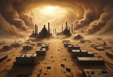 BREAK harnessing the power of the storm, dark speckled clouds, on the path of no return, sandstorm, abstract, attention to details, Photorealistic, Hyperrealistic, Hyperdetailed, analog style, soft lighting, subsurface scattering, realistic, heavy shadow
 <lora:dvr-lnds-sdxl:1> dvr-lnds-sdxl, grim, dark athmosphere, industrialbuilding, rich light and shadow, machinery factory is manufacturing realistic, the horizon is hidden behind dusty clouds and the silhouettes of giant factories and pipes, the whole land is hidden behind the buildings of industrial complexes, <lora:EMS-61413-EMS:0.500000>,<lora:EMS-274228-EMS:0.500000>,<lora:EMS-283796-EMS:1.000000>