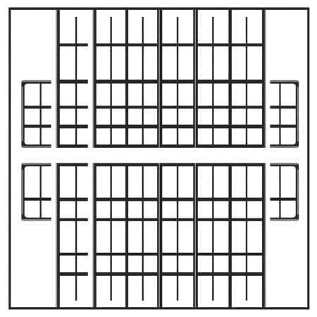 airvent floor grate bars the bars are layed out in a crosshatch grid pattern, overhead view, in a black and white lineart style as a tile from a video game tileset, viewed directly from overhead, flat 2D minimalist style