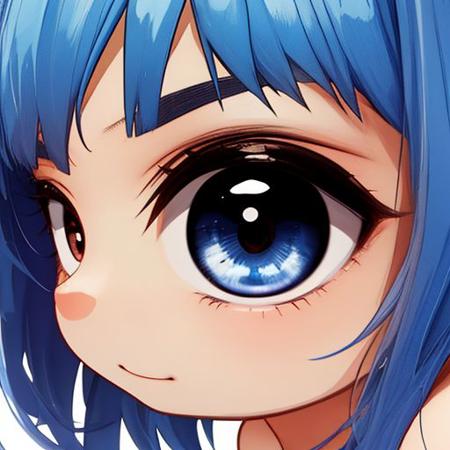 parody close up,chibi girl,,solo, brown eyes,blue hair,,arms, akanbe, <lora:parody close up:0.8>