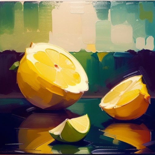 (Relieving:1.3) (Romantic:1.3) impasto painting, paint,green lemon on canvas by irina yrmolova<lora:impasto painting:1>