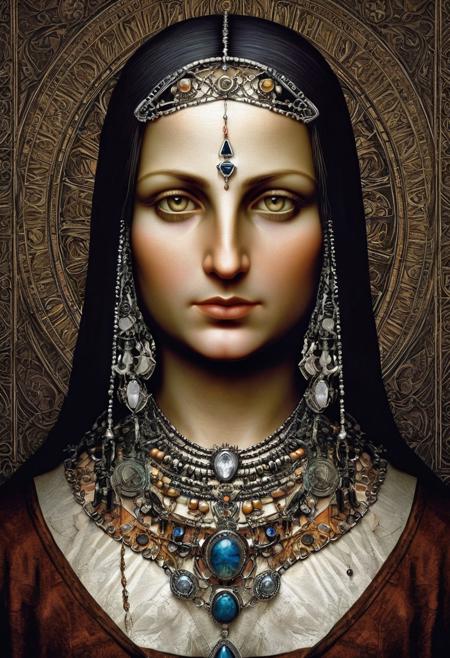 ▲ Close to: Mona Lisa in vertical symmetry, romanian jewelry,