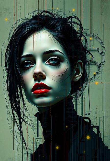 portrait cyberpunk music notes abstract tonalism mixed media Taras Loboda