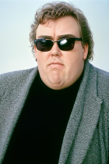 Sunglasses, John Candy, Simple background, black turtleneck <lyco:JohnCandy-V1-000020:1.0>