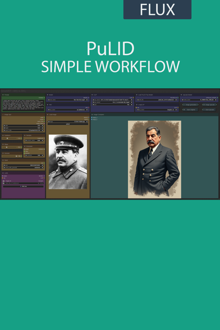 PuLID simple workflow FLUX | UPSCALE | LORA | GGUF | CIVITAI Metadata 🔴 v3.0