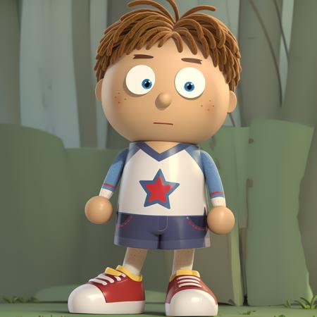 tommy blue eyes brown hair freckles shorts shirt star (symbol) red shoes child