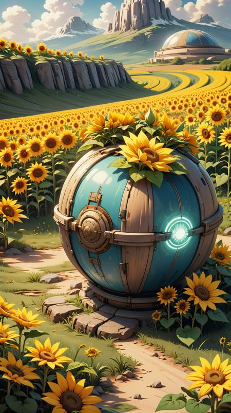 <lora:JediStyle:1>JediStyle a sunflower field with one flower turning into a solar system, (tranquil:0.6), (serene:0.5), (Masterpiece:1.3) (best quality:1.2) (high quality:1.1)