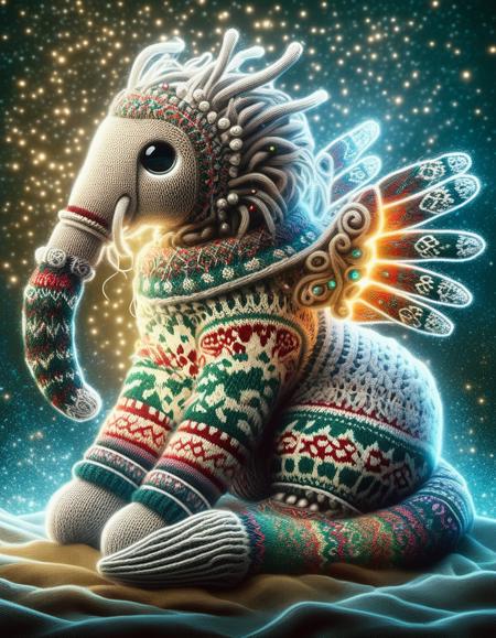 ChristmasSweater, Highly detailed Dynamic shot of majestic adorable myconid swarmkeeper, high quality, beautiful masterpiece, fantasy creature, kawaii, digital art, glowing sparkles