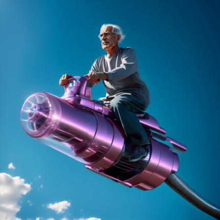 vacuum_cleaner flying blue_sky cloud day outdoors realistic sitting science fiction