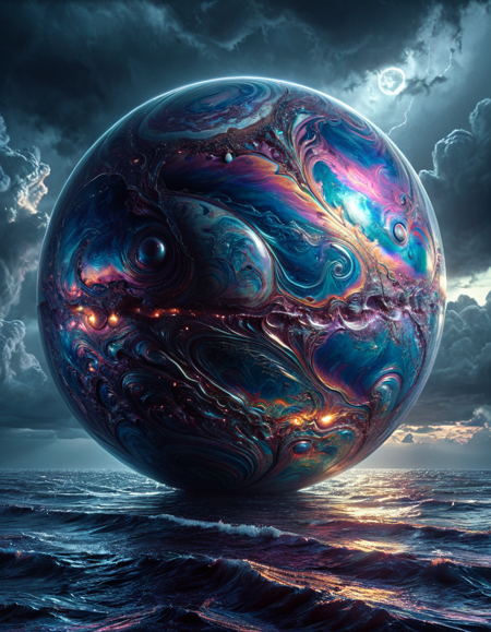 Brilliant ral-iricnt, it is made from Planet Venus, Stormy weather, deep focus, Fae, atmospheric perspective, Mono Color, Bright design, layered textures, highly detailed, ornate, <lora:ral-iricnt-sdxl:0.85>, dynamic dramatic beautiful full taking, sublime, ambient background, professional creative, ambient illumination, fine detail, positive emotional, cinematic perfect intricate stunning fine detail