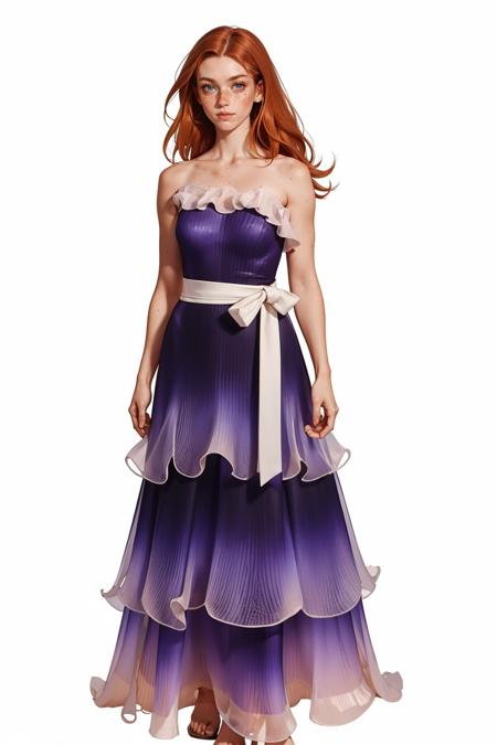 purpl3iv0ry, long dress, bare shoulders, purple and ivory dress