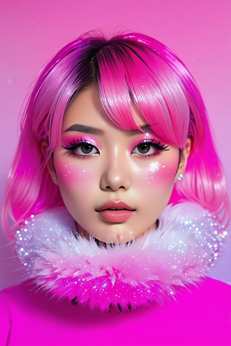 colorful gradient, <lora:colorful_01_colorful_gradient:0.9>,
a girl cat,  glitter and diamond dust on furry hair, kawaii aesthetic, tatsuo miyajima, whimsical, realistic depiction of light, light magenta,
amazing, beautiful, breathtaking, astonishing, brilliant,