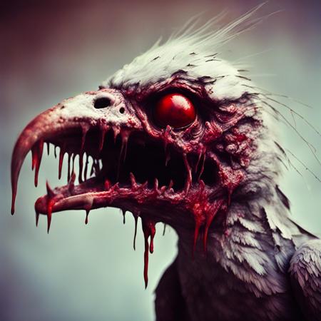 <lora:fx-monsters-xl-mrey-nocap:1> ugly screaming creepy bird creature bloody