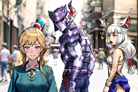 Highly detailed, High Quality, Masterpiece, beautiful, IncrsDistractedBoyfriendMeme, <lora:DistractedBoyfriendMeme:.3>, BREAK
elisanne, side ponytail, <lora:dragalialost_elisanne:.8>  , BREAK
b3rserker <lora:berserker7:.7> , BREAK
open mouth, screaming, mitsuh1de <lora:mitsu8:.8>