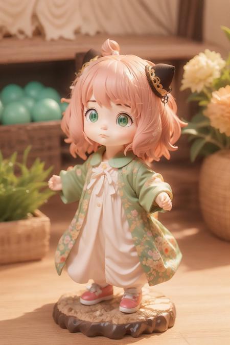 toy figurine, base,anya \(spy x family\),  <lora:anya1.5v2.1:1> <lora:toy figurine1.5v1:1.5>pink hair,green eyes,