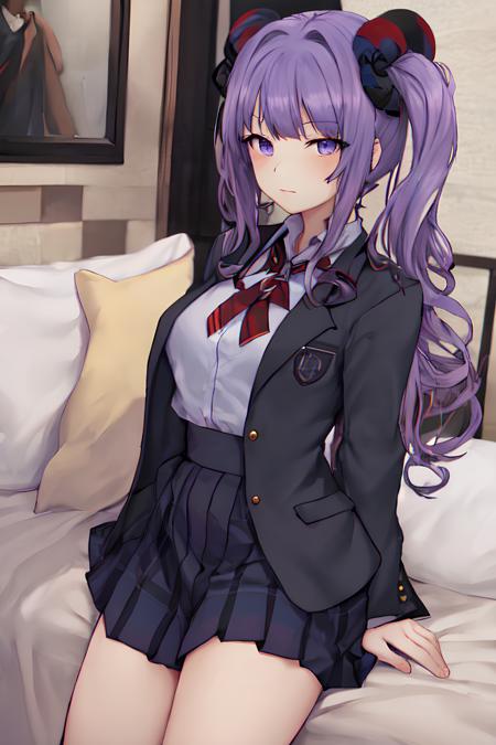 jp06, 1girl, purple hair, long hair, school uniform, <lora:JP06-000006:0.65>