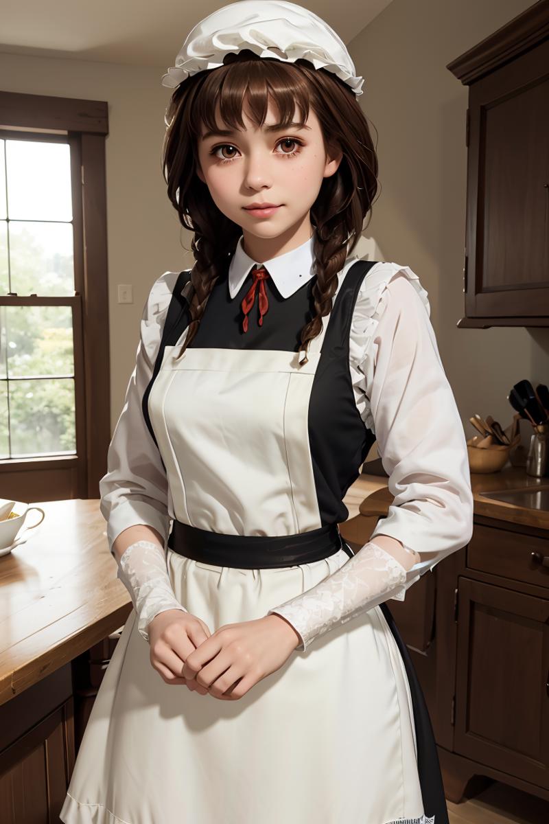 eminent-oryx741: petite girl, without bra, maid, castle, realistic, ancient  period