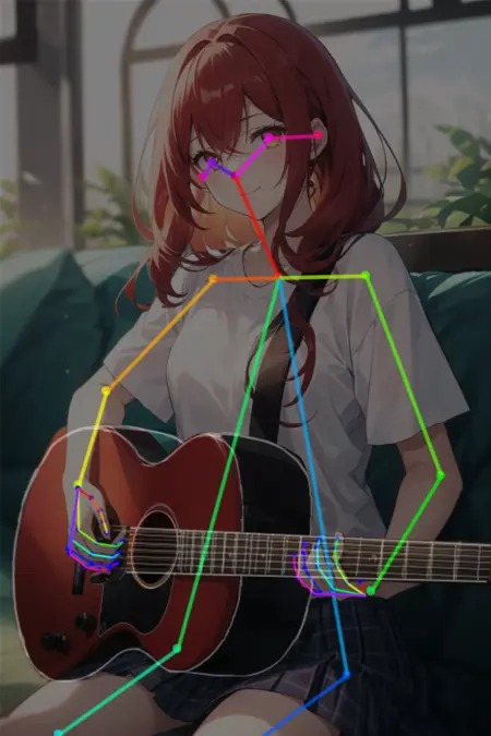 [OpenPose + Lineart] Playing Guitar