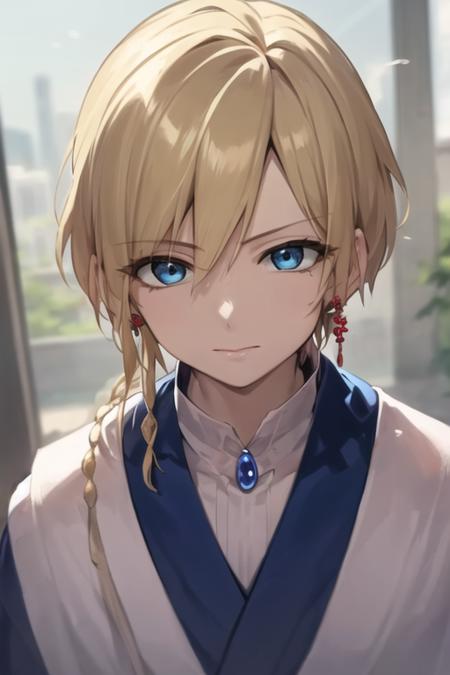 titus_alexius blonde hair jewelry blue eyes braid