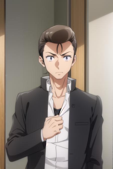 agnospassion, <lora:agnos passion s2-lora-nochekaiser:1>,
agnos passion, brown hair, male focus, pompadour, (black eyes:1.5),
BREAK school uniform, jacket, gakuran,
BREAK indoors, classroom,
BREAK looking at viewer, ()
BREAK <lyco:GoodHands-beta2:1>, (masterpiece:1.2), best quality, high resolution, unity 8k wallpaper, (illustration:0.8), (beautiful detailed eyes:1.6), extremely detailed face, perfect lighting, extremely detailed CG, (perfect hands, perfect anatomy),