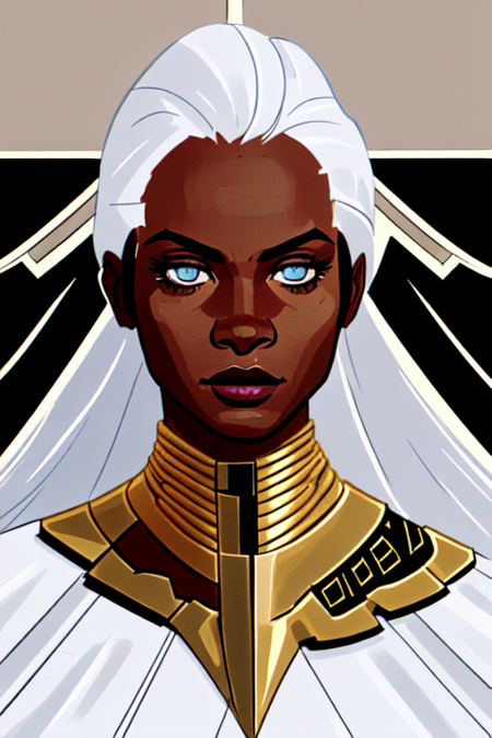 <lyco:Storm-10:1.0> Ororo Munroe, Storm,(masterpiece, best quality, ultra-detailed, highres, best illustration),perfect face, ((solo, solo focus)),sidelighting, lustrous skin,(bloom), (shine), ray tracing,solo, 1girl, dark skin, no pupils, long white hair ,depth_of_field,very detailed background,extreme light and shadow,(detailed eyes), (beautiful) beautiful detailed eyes, perfect lighting , perfect anatomy,(extremely detailed illustrated 8k wallpaper),(masterpiece), (best quality), (ultra-detailed), (best illustration),(best shadow),perfect lighting , full body, perfect anatomy , vivid colors,