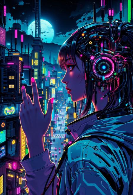 fantasy cyberpunk city beautiful  landscape, bright luminous night, woman, very intricate, very detailed, sharp, bright, colorful, <lora:Hand v2:0.5> <lora:Anti-Blur:1><lora:Insane Detail Slider:0.25>  <lora:flux.1_lora_flyway_Epic-detail_v2:0.3> <lora:fluxenhancer:0.25> <lora:ck-Neon-Retrowave:0.4> ck-rw, in the style of ck-rw,  <lora:Neurocore Anime Cyberpunk:0.8> A digital artwork in the style of cknc