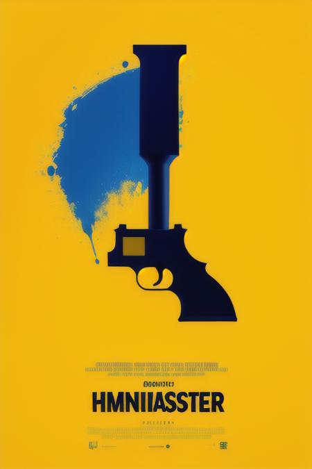 ((masterpiece)), best quality, perfect anatomy,8K wallpaper
MinimalistPoster, Hammer, pistol, yellow theme, English text