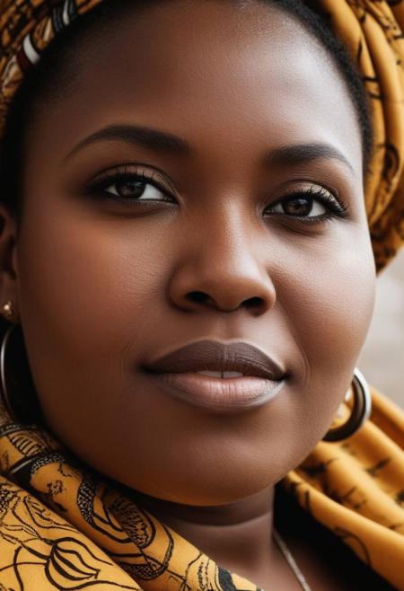 Ultra realistic portrait, high-contrast palette, timeless feeling, cinematic quality, modern art photograph, beautiful female actress, fat kenyan adult face, detailed, stunning, Aesthetically Pleasing