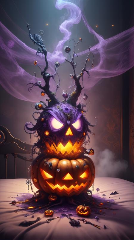 <lora:HalloweenGlowStyleColor:1> HalloweenGlowStyle  (Purple:1.3) glow,  bed, (Masterpiece:1.3) (best quality:1.2) (high quality:1.1)