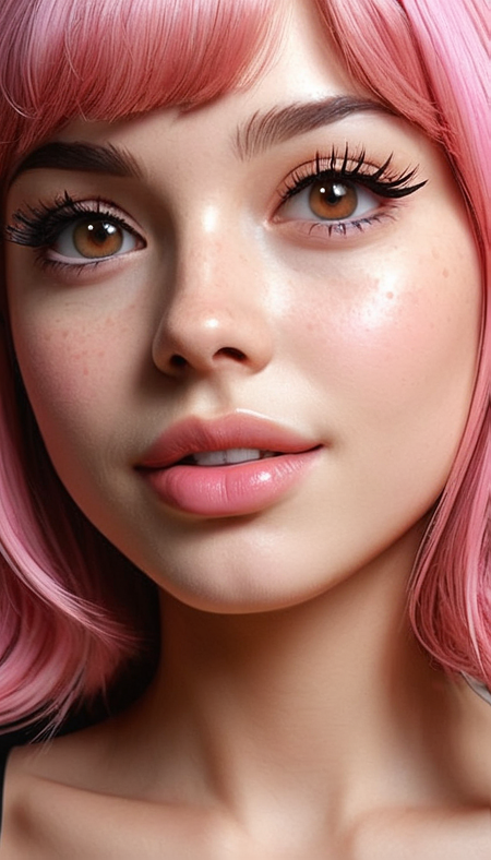(Cel-shading:1.8), (in ARTIST style:1.7), (masterpiece:1.7), tsundere, CivChan, cartoon style, comics style, pink theme, 
(masterpiece), (best quality), (ultra-detailed)
(Medium shot:2) gorgeous girl face, cute, beautiful, gorgeous, smiling:1.1, (both hands on cheeks:1.1), showing emotions, perfect body, solo, long hair, (very long eyelashes:2),perfect pink hair, streaked pink hair, , bangs, freckles, striking large eyes, aligned eyes, mirror eyes, witch costume, witch hat, , indoor witch hut, gorgeous,pink theme,
eyeliner, trendy portrait, bare shoulders, tender Aesthetic nose, perfect lips, gorgeous lips, puffy lips, sensual lips, cinematic,
(masterpiece), (best quality), (incredibly detailed:1.4) (beautiful detailed face, beautiful detailed eyes), (ultra-detailed), very aesthetic, illustration, perfect composition, intricate details, absurdres, detailed skin, clean skin,  pure skin,
(masterpiece:1.8), (highest detailed:1.8), (angle:0.9), perfectly lighted, (contrast), (saturated), (((sharp focus))), (hyperdetailed:1.3), (intricate details:1.2), (Refined details:1.3), (best quality:1.5), highly detailed textures,
<lora:Apparatus_-_Traction_City_Walkers_Vehicles:0.6>,
<lora:add-detail-xl:1> (ultra sharp focus:1.8), (detailed skin:1.8), (best quality:1.8),
<lora:glowneon_xl_v1:0.6>
<lora:Someplastic_b:1>