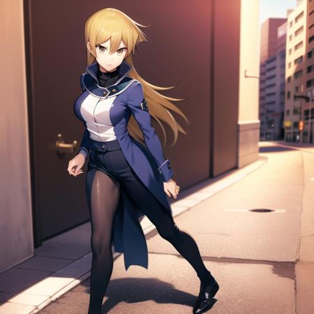 1girl, highres, masterpiece, tenjouin asuka,duel academy uniform gx, full body, solo, city, street, anime, absurdres, detailed face, perfect eyes