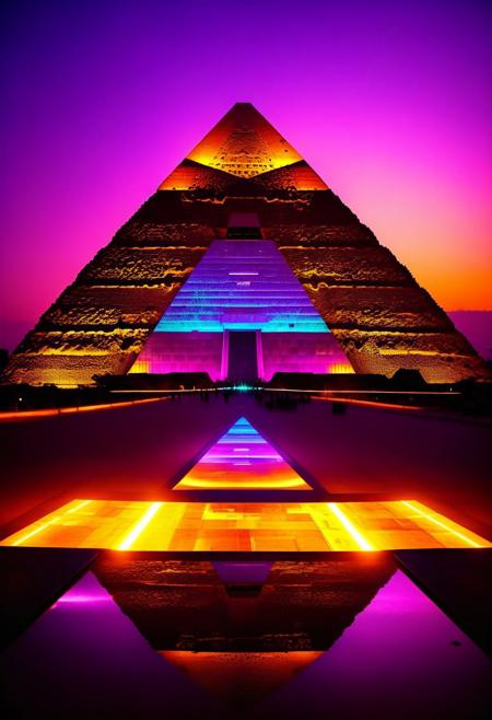 ()Hyper Realistic:2.0)Polaroid picture an image of Ancient Egyptian pyramids, bathed in golden light, as a shimmering portal materializes beneath. The portal's iridescent glow illuminates the desert sands, beckoning travelers to enter. Capture the contrast between the ancient structures and the (futuristic, utopian universe within, teeming with lush vegetation, gleaming spires, and hovering spacecraft. Incorporate a sense of wonder and discovery, as the secrets of the pyramids unlock a gateway to a brighter, intergalactic future: 1.1)
BREAK
 ()Hyoer Realistic:2.0)Polaroid picture an image of a Cyberpunk Atlanta, Georgia, cityscape at night. Neon lights and holographic advertisements illuminate the skyline. Futuristic skyscrapers with sleek, metallic designs and intricate circuit patterns. The city streets are bustling with advanced vehicles and pedestrians in cyberpunk attire. In the foreground, a prominent landmark like the Georgia Dome or the CNN Center is visible, but with a futuristic, high-tech makeover. Hyper-realistic details, vibrant colors, and a sense of dynamic energy. Rule of thirds, detailed environment, and intricate lighting effects