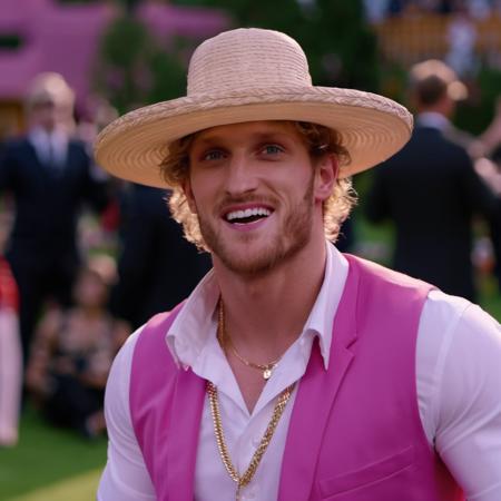 <lora:2023-08-22-LoganPaul Person - 1500 - 12img:1> loganpaul person is wearing a sombrero de charro holding golf, screenshot from The Grand Budapest Hotel (2005)