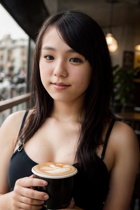 <lora:AiShinozaki:0.8>, full color portrait of a young woman, having coffee at vintage cafe, natural light, RAW photo, subject, 8k uhd, dslr, soft lighting, high quality, film grain, Fujifilm XT3