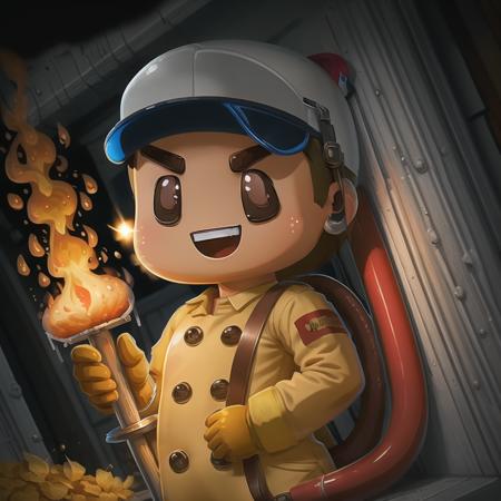 plumber firefighter pechenya <lora:pechenya:1>, ((best quality)), ((masterpiece)), (detailed)