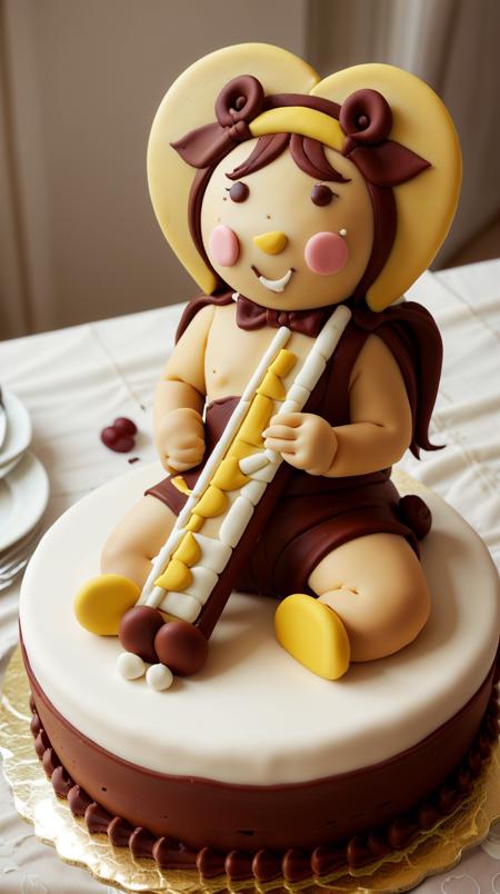 CakeStyle Flute. Marzipan cake shaped like Flute. <lora:CakeStyle:0.55>