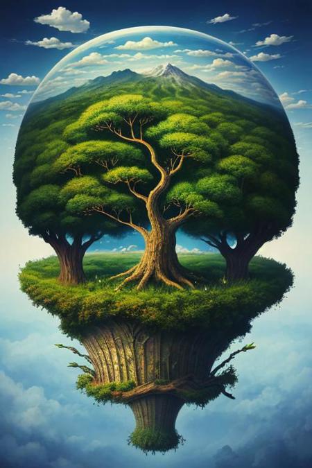 Cycle of life, surrealistic, natur, birth, death, masterpiece, surreal, photorealistic