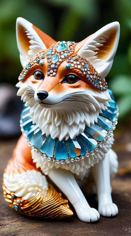 crystal fox with ancient, gem-encrusted shells, said to hold the wisdom of the earth within their sparkling carapaces.