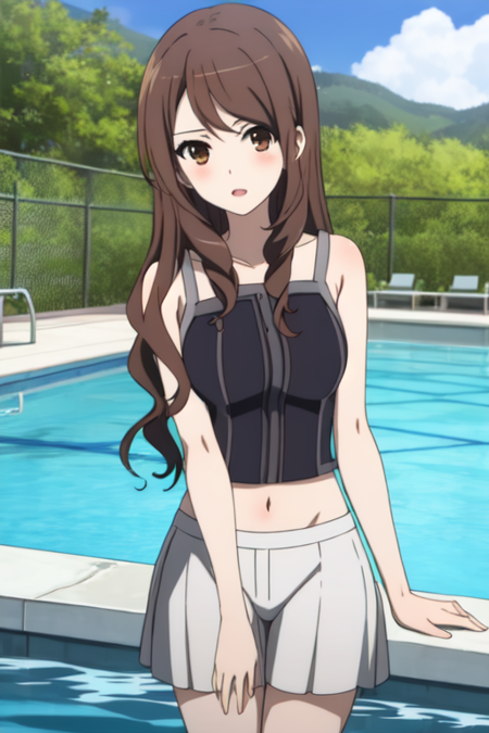 mikamisensei, 1girl, solo, Swimming Pool