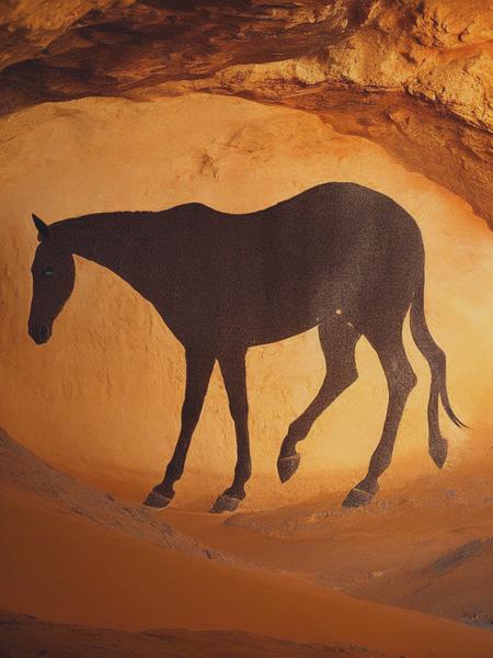 <lyco:Lascaux:1.0> cave drawing of horse