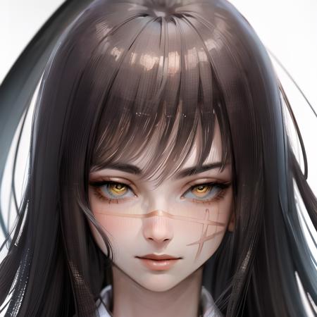 1girl, portrait of beautiful AsaCSM, looking_at_viewer, solo, school_uniform, shirt, collared_shirt, simple_background, white_background, portrait, parted_lips,, volumetric lighting, best quality, masterpiece, intricate details, tonemapping, sharp focus, hyper detailed, trending on Artstation, <lora:AsaCSM2150:1>