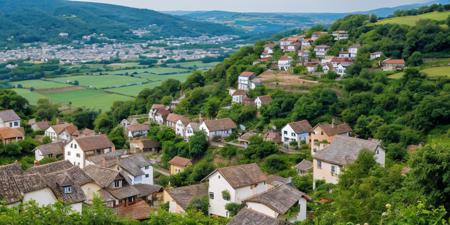 Quaint hilltop villages offer spectacular views of the surrounding countryside,<lora:add_detail:0.7>
